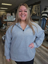 Load image into Gallery viewer, HEATHER GRAY OVERSIZED HENLEY SWEATSHIRT