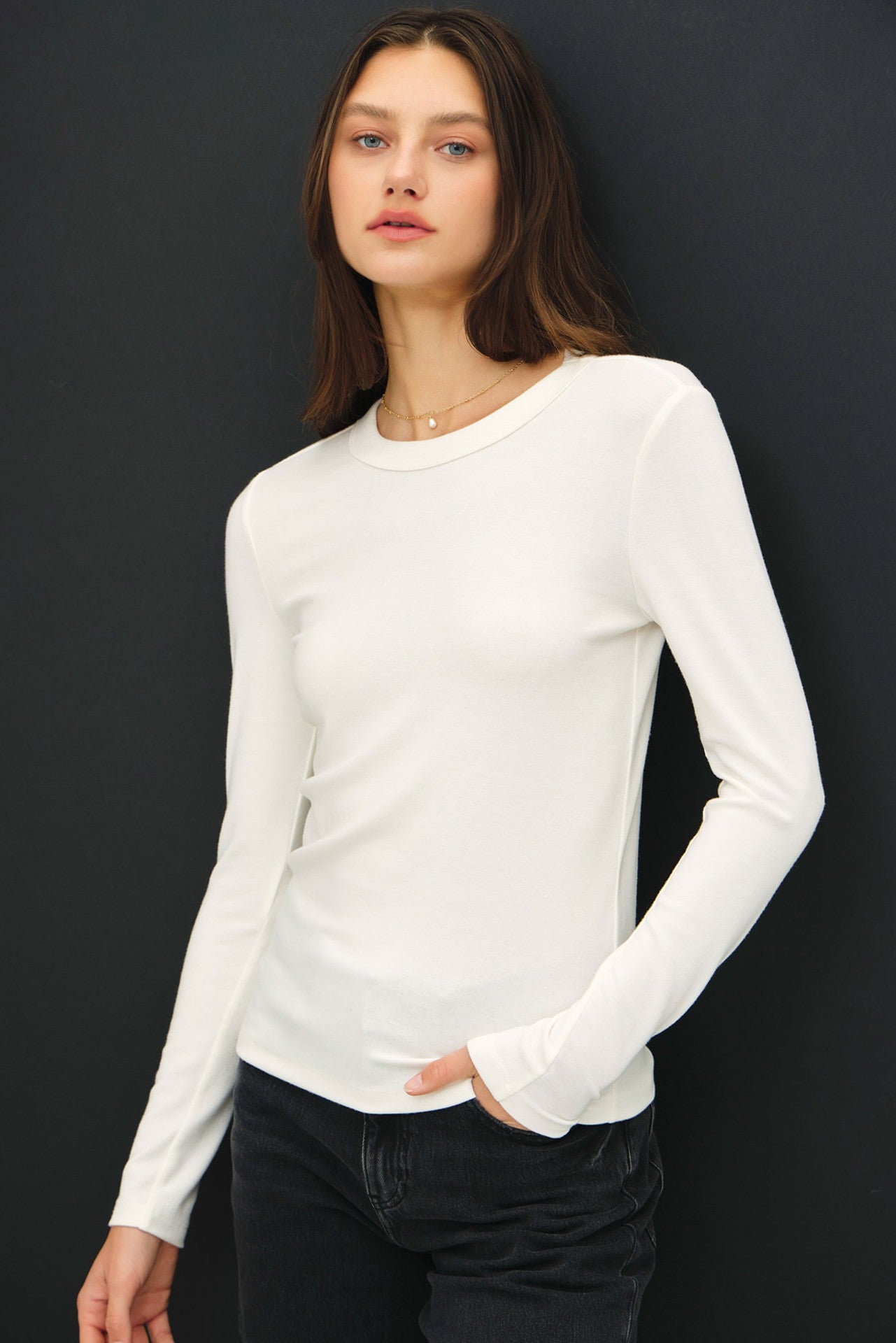 IVORY LONG SLEEVE KNIT TOP
