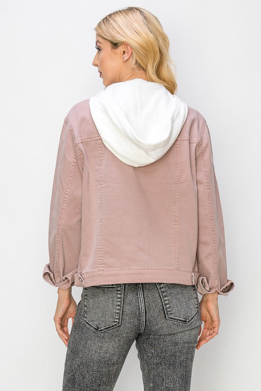 Risen Pink Oversized Hooded Jacket