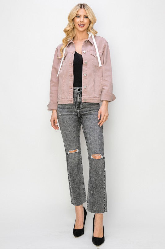 Risen Pink Oversized Hooded Jacket