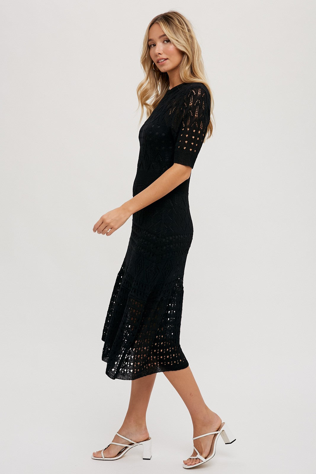 BLACK CROCHET DRESS WITH LINER