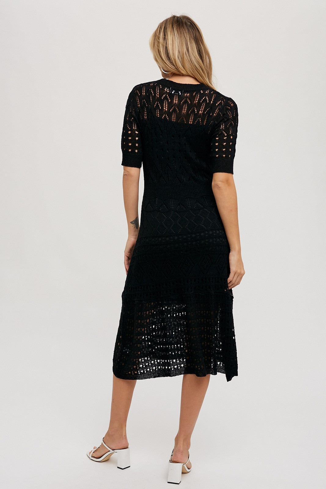 BLACK CROCHET DRESS WITH LINER