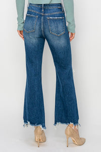 RISEN: HIGH RISE STRAIGHT CROP JEANS | DARK