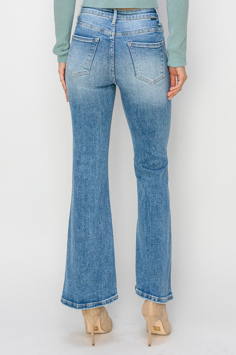 RISEN: HIGH RISE ANKLE FLARE JEANS