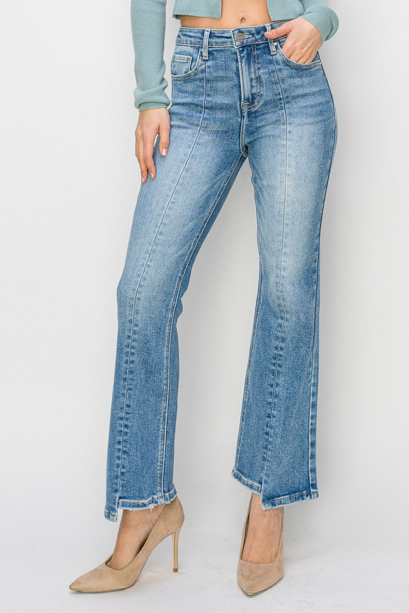 RISEN: HIGH RISE ANKLE FLARE JEANS