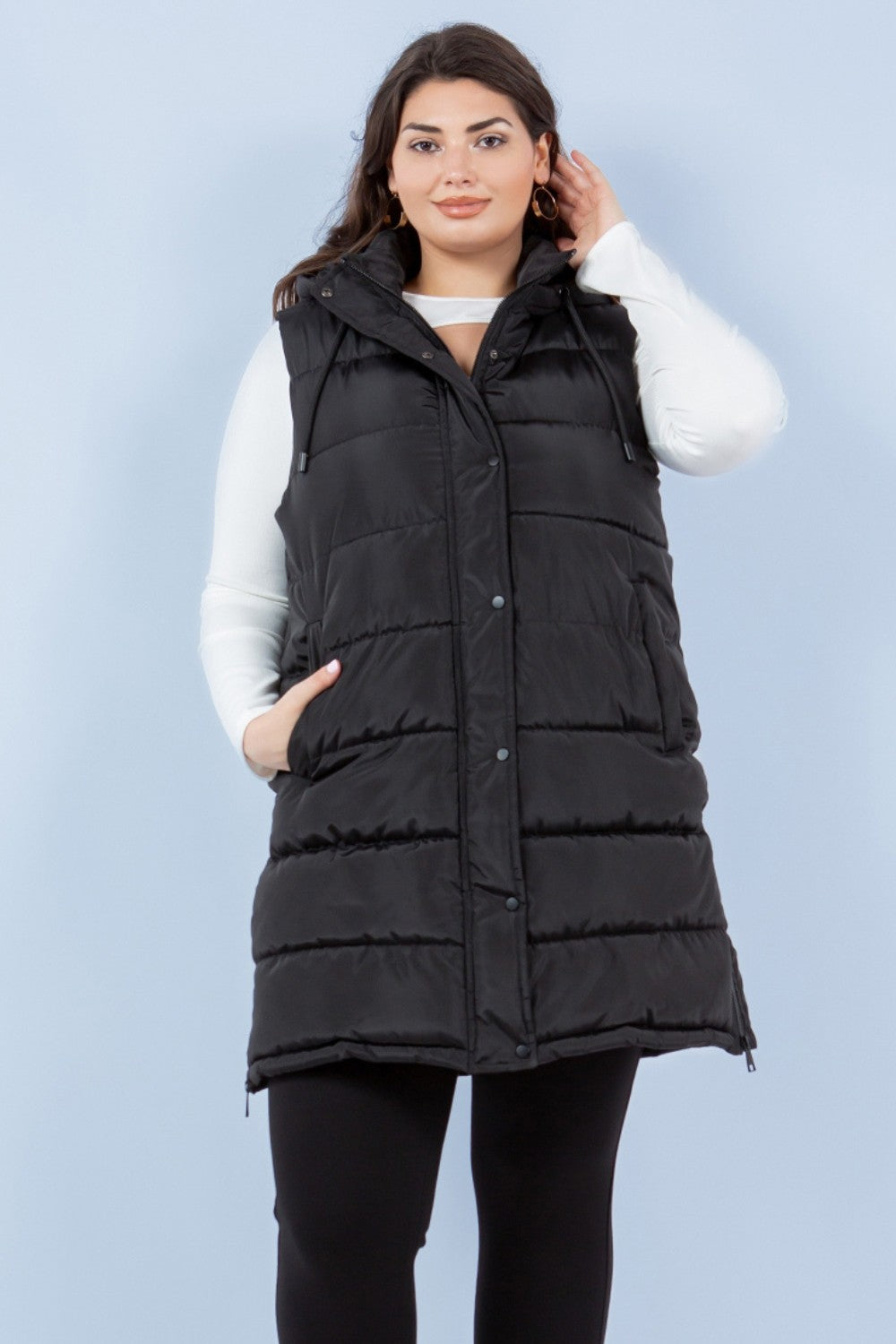 Black Long Puffer Vest
