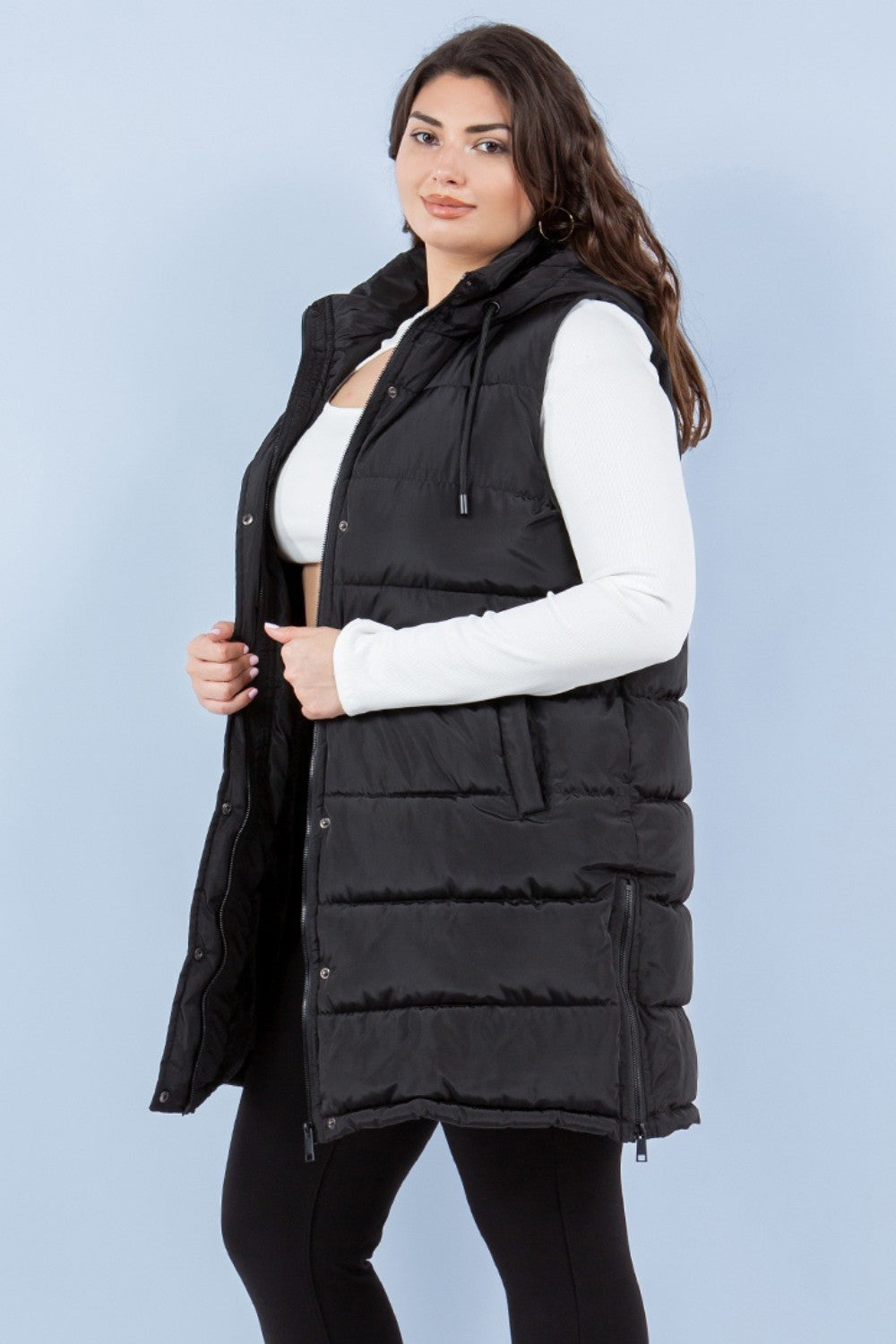 Black Long Puffer Vest
