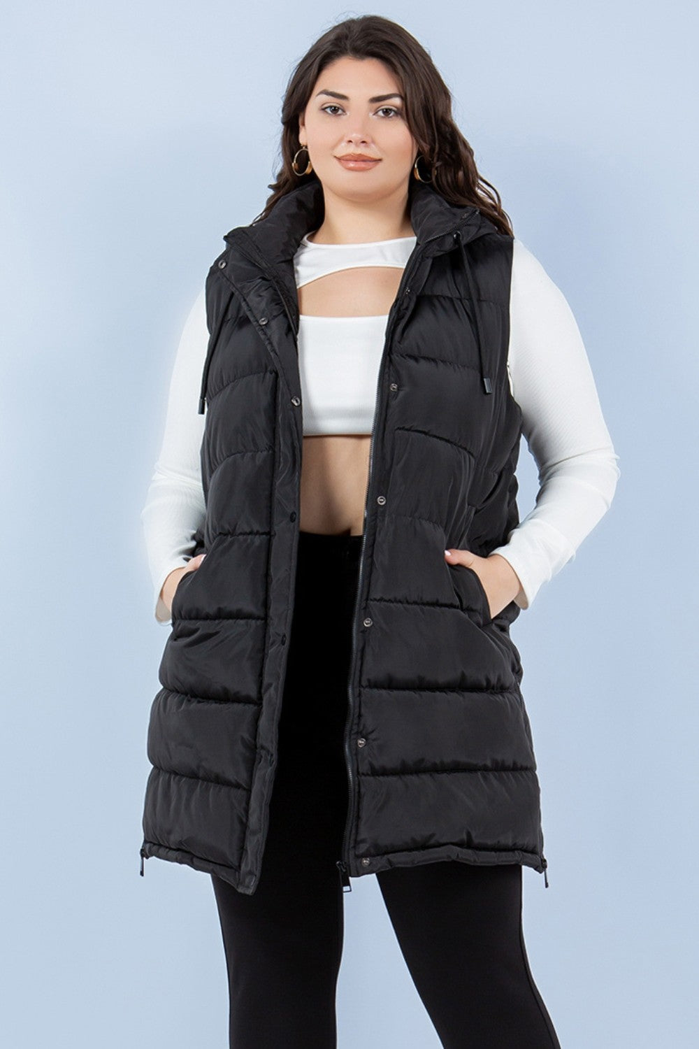 Black Long Puffer Vest