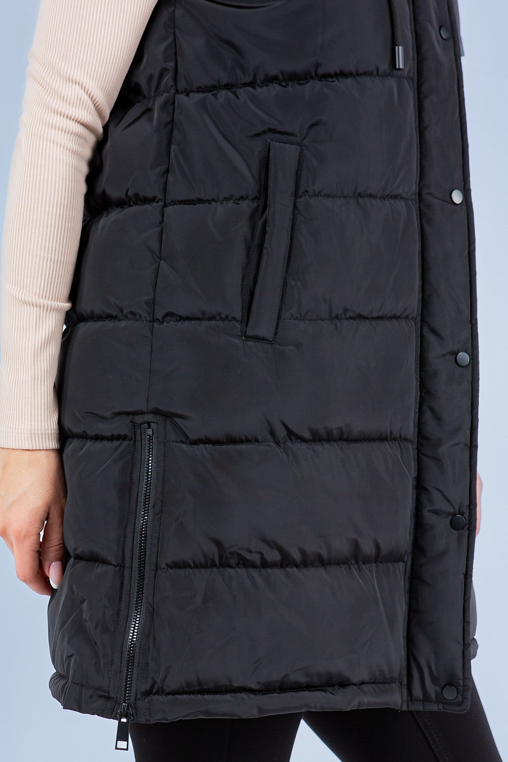 Black Long Puffer Vest