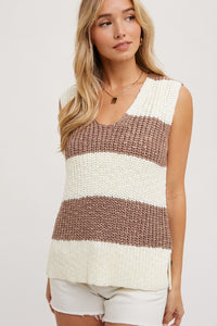 SLEEVELESS SWEATER TOP | COCO STRIPED