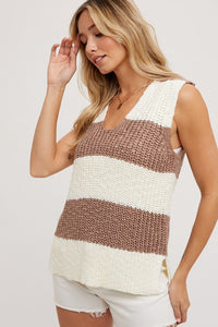 SLEEVELESS SWEATER TOP | COCO STRIPED