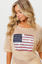 Load image into Gallery viewer, SEQUIN AMERICAN FLAG KNIT TOP