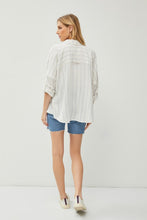 Load image into Gallery viewer, IVORY + CHAMBRAY STRIPED BUTTON DOWN TOP