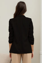 Load image into Gallery viewer, BLACK RUCHED SLEEVE BLAZER