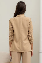 Load image into Gallery viewer, KHAKI RUCHED SLEEVE BLAZER