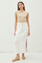 Load image into Gallery viewer, WHITE LINEN SKIRT W/ SLIT