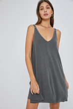 Load image into Gallery viewer, CHARCOAL RIBBED V-NECK DRESS