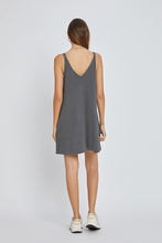 Load image into Gallery viewer, CHARCOAL RIBBED V-NECK DRESS