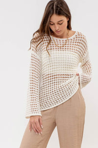 WHITE CROCHET PULLOVER