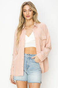 RISEN: PINK OVERSIZED TENCEL TOP