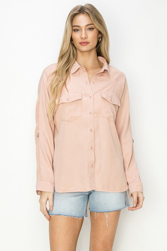 RISEN: PINK OVERSIZED TENCEL TOP