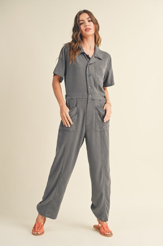 CHARCOAL LINEN ROMPER