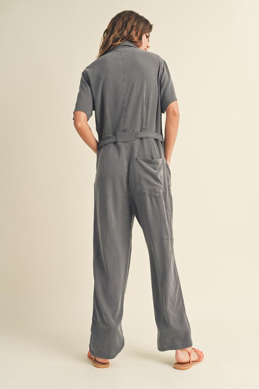 CHARCOAL LINEN ROMPER