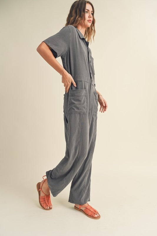 CHARCOAL LINEN ROMPER