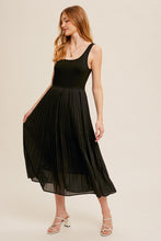 Load image into Gallery viewer, BLACK PLEATED SKIRT TANK DRESS