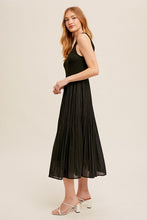 Load image into Gallery viewer, BLACK PLEATED SKIRT TANK DRESS