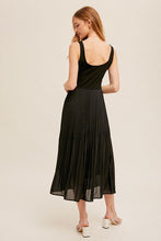 Load image into Gallery viewer, BLACK PLEATED SKIRT TANK DRESS