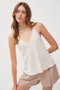 FLOWY V-NECK RACERBACK TANK | WHITE