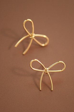 Gold Bow Stud Earings