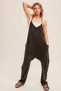 BLACK WASHED OVERSIZED ROMPER