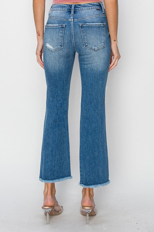 Risen: Mid Rise Crop Flare Jean