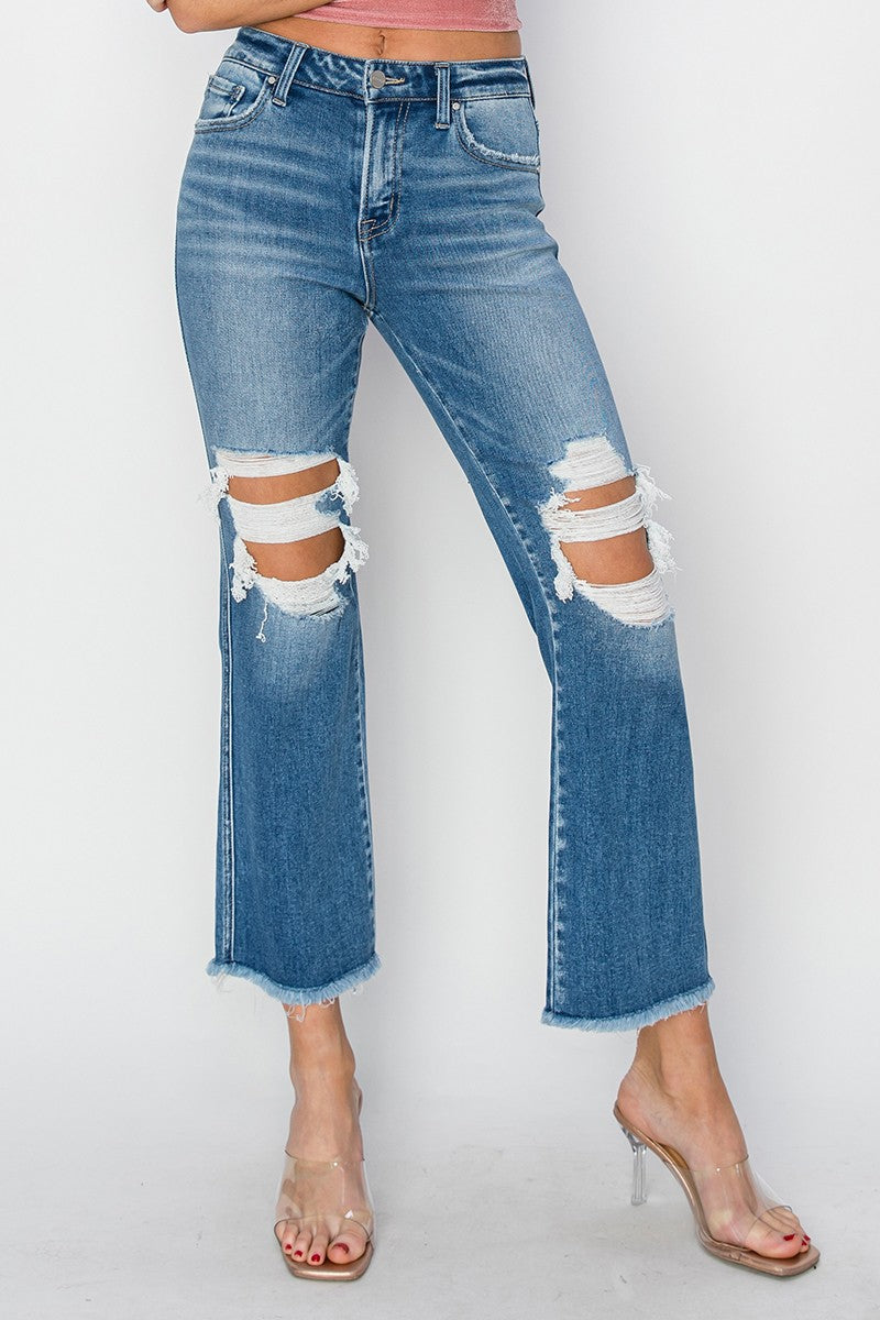 Risen: Mid Rise Crop Flare Jean