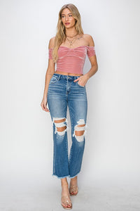 Risen: Mid Rise Crop Flare Jean