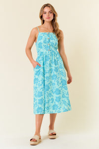 BLUE TWO TONE FLORAL DRESS