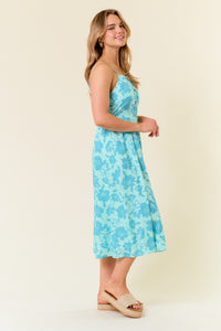 BLUE TWO TONE FLORAL DRESS