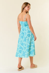 BLUE TWO TONE FLORAL DRESS