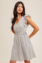 Load image into Gallery viewer, DUSTY BLUE FLUTTER SLEEVE DRESS