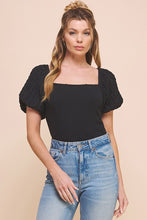 Load image into Gallery viewer, BLACK PUFF SLEEVE BODYSUIT