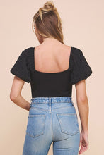 Load image into Gallery viewer, BLACK PUFF SLEEVE BODYSUIT