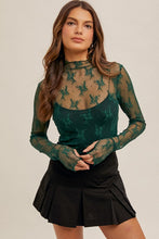 Load image into Gallery viewer, LACE MOCK NECK TOP | GREEN