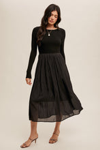 Load image into Gallery viewer, BLACK LONG SLEEVE PLEATED DRESS