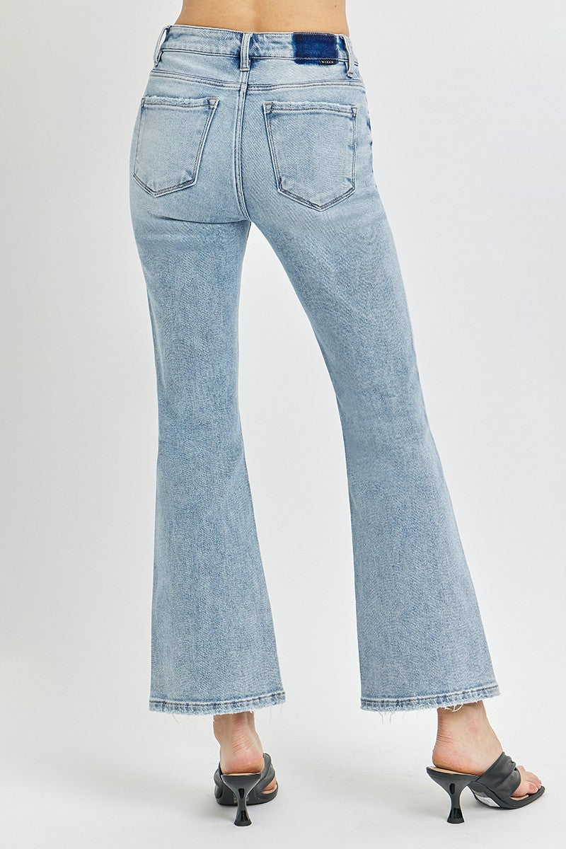 RISEN: High Rise Ankle Flare Jeans