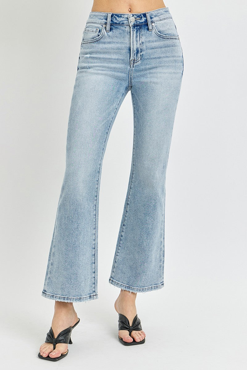RISEN: High Rise Ankle Flare Jeans