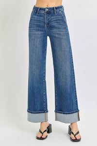TC - High Rise Ankle Wide Cuffed Jeans