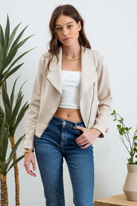 SUEDE MOTO JACKET | KHAKI