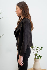 SUEDE MOTO JACKET | BLACK